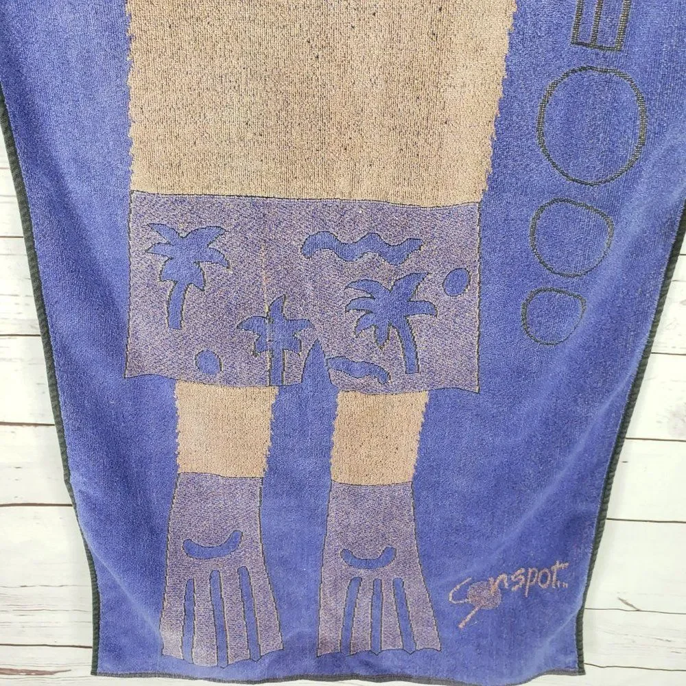 Vintage SonSpot Brand Beach Towel Blue‎ Bear Summer Cotton Fins Googles